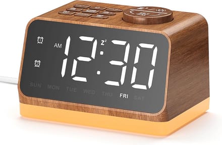 Digitale wekkerradio met dubbel alarm, witte ruismachine en rustgevende geluiden