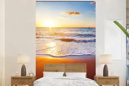 Behang - Fotobehang Strand - Zee - Zon - Horizon - Breedte 145 cm x hoogte 220 cm