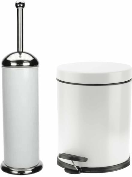 Gerimport Badkamer set - pedaalemmer 5L met toiletborstel - wit - toilet