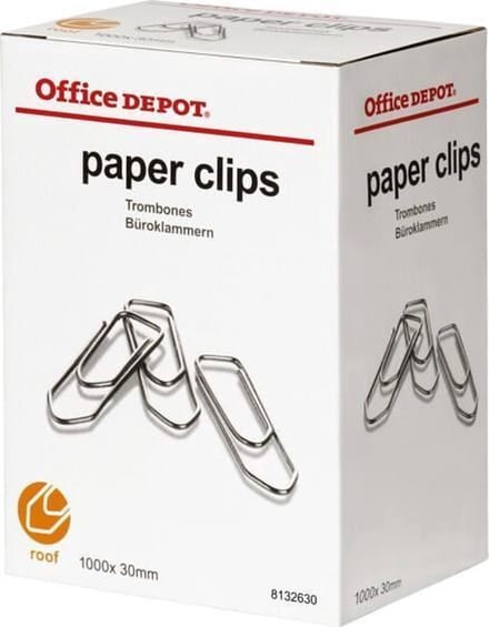Office Depot - Paperclips - 30 mm - Zilver - 1000 stuks