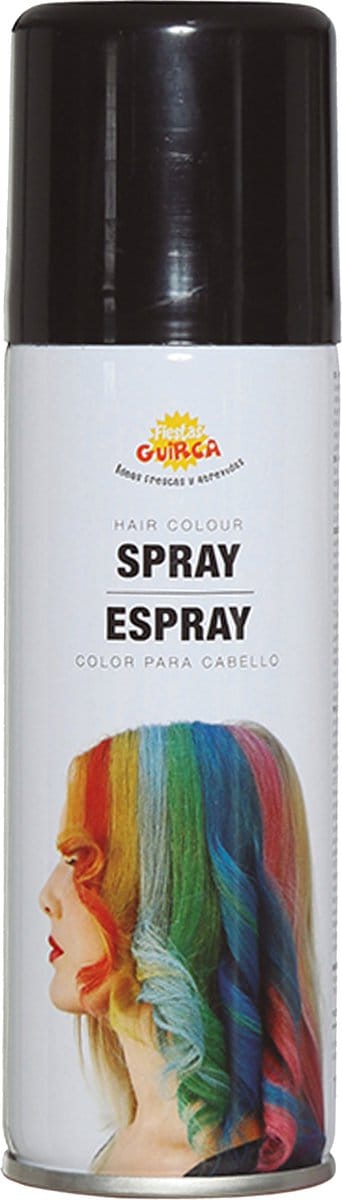 Fiestas Guirca Carnaval verkleed haar verf/spray - zwart - spuitbus - 125 ml