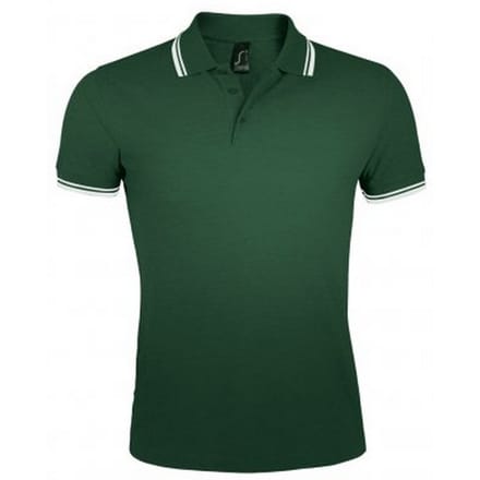 SOLS Heren Pasadena getipt korte mouw Pique Polo Shirt (Bos/Wit)