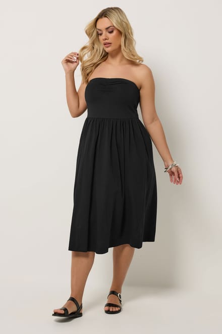 Yours Zwarte Peplum Bandeau Minijurk Size 66-68