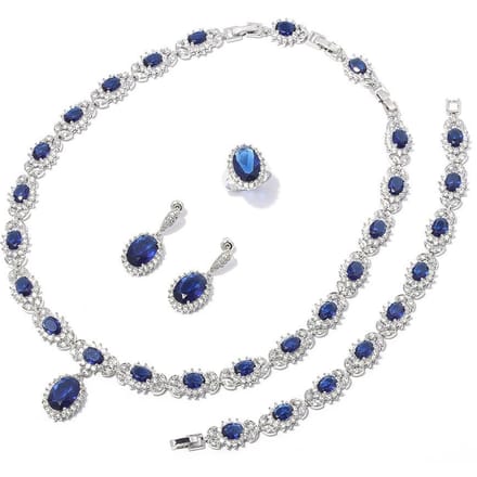 Romantische Regenboog Bruid Ketting Sieraden Set voor Dames Mode 925 silver needle earrings white