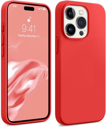 Solid hoesje Soft Touch Liquid Silicone Flexible TPU Cover - Geschikt voor: iPhone 15 Pro Max - Rood