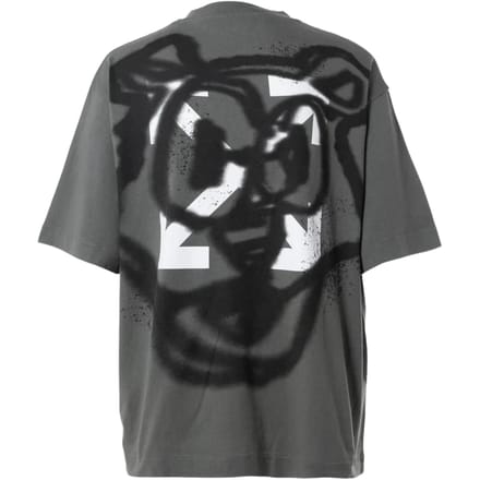 Gebroken wit teddypijllogo over skate-fit stalen ijzeren T-shirt