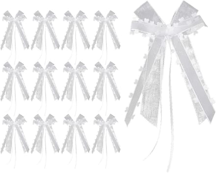 12 Stuks Auto Bogen Antenne Bogen Auto Sieraden Bruiloft Decoratie Bogen voor Feest en Verjaardag in Wit