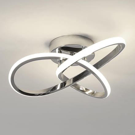 Haobosic - Moderne LED-plafondlamp, 30W, chroom, bloemvorm, natuurlijk wit licht 4500K