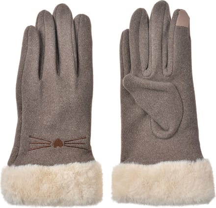Clayre & Eef Handschoenen met imitatiebont 9x23 cm Bruin Polyester