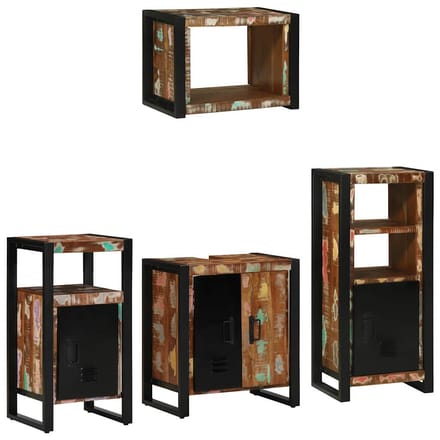 vidaXL Badkamermeubel Set met lade 4 pcs Massief Gerecycleerd Hout