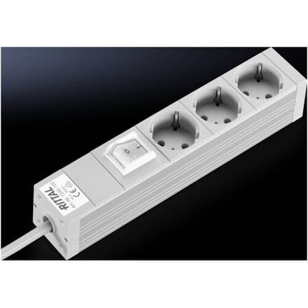 Rittal DK 7240.120 Stekkerdoos Drievoudig, Met schakelaar Aluminium Grijs 1 stuk(s)