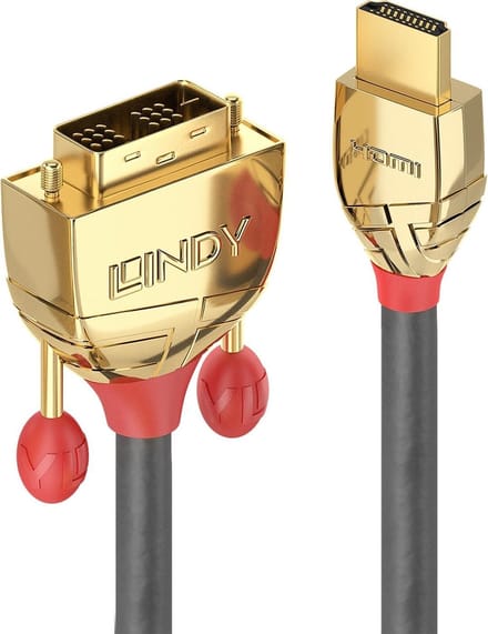 LINDY HDMI / DVI Adapterkabel HDMI-A-stekker, DVI-D 18+1-polige stekker 5.00 m Grijs 36197 PVC-mantel, OFC-kabel, Vergulde steekcontacten, Afgeschermd