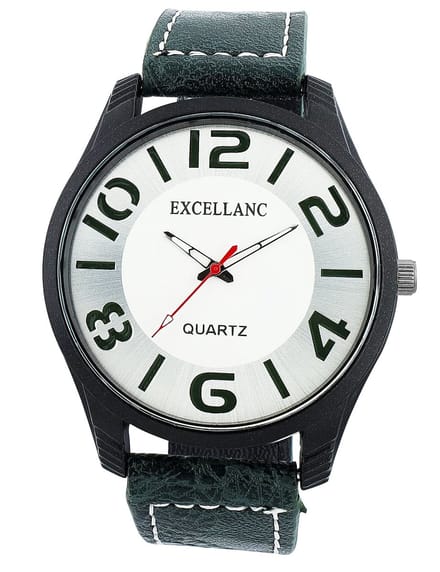 EXCELLANC Herenhorloge lederimitatie Mineralglas