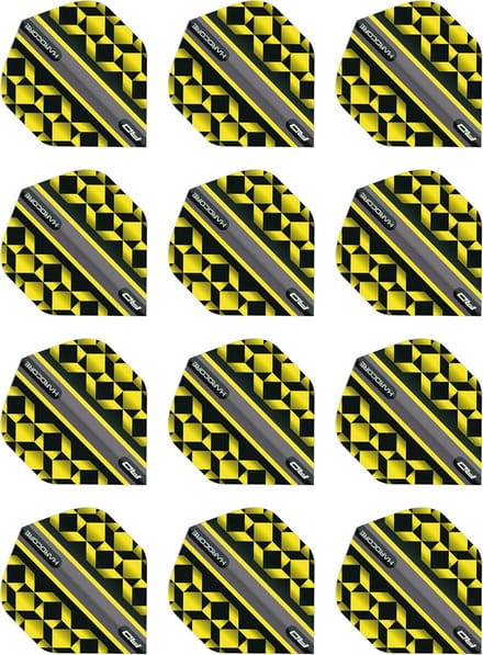 Dart Vluchten Geometrisch Geel Zwart - Set van 12 Stabiele Flights