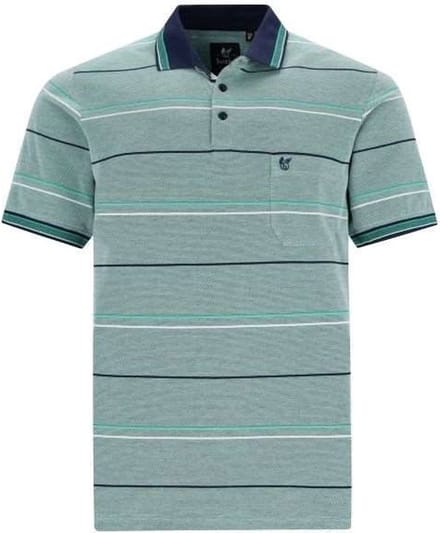 Hajo - Poloshirt Piqué - heren- groen gestreept - maat L