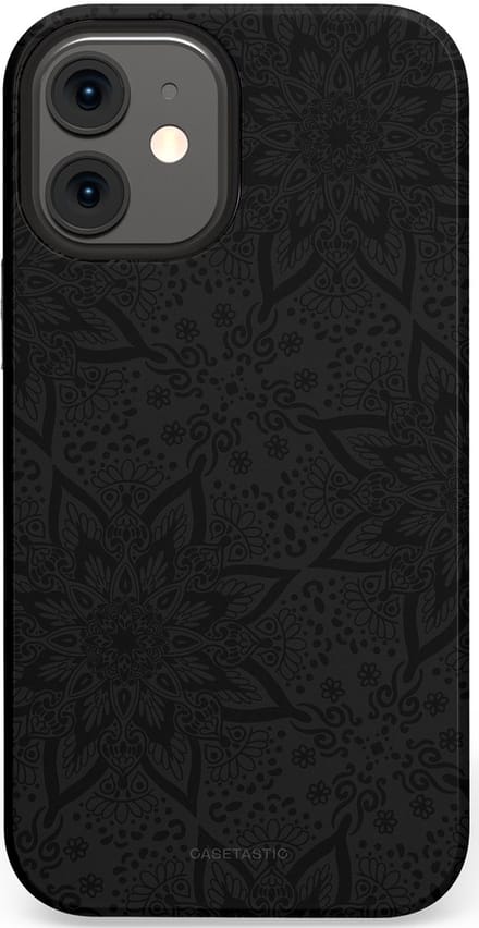 Casetastic hoesje geschikt voor Apple iPhone 12 Mini - Dubbellaagse bescherming - Mandala stijl - Fashion Case - Zwart