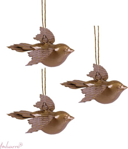 Imbarro - Decoratieve hanger 'Bird Binkie' (Set van 3, Goud)