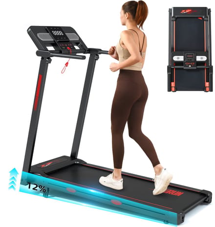 Loopband Inklapbaar - Hardloopband met 12% Helling functie - Wandelband - 1-14km/u Snelheidsbereik - 150 KG Draagvermogen - Treadmill - 12 programma's - Bluetooth