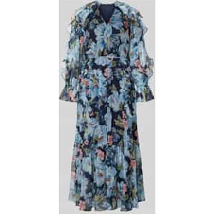 maxi-jurk met ruches en knoopsluiting