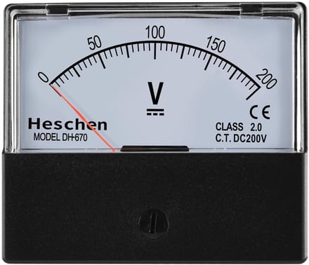 Rechthoekige Analoog Voltmeter 0-200V DC