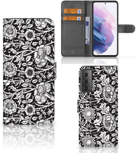 Samsung Galaxy S21 Plus Hoesje Black Flowers