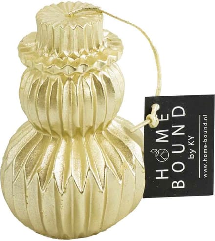 HomeBound by KY | Kaars sneeuwpop goud | 6,5x6,5x10cm | figuurkaars sneeuwpop