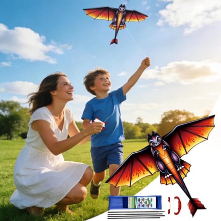 Dieren Vlieger - Kind Vlieger - Buiten Spelen - 100 Meter Lijn - 97.5 x 133 cm - Draak Rood