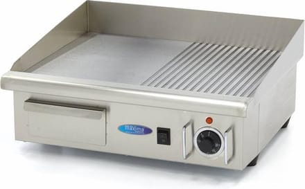 Grillplaat - Half Gegroefd - 55 cm - incl. Opvangbak