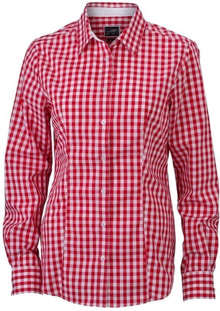 James and Nicholson Dames/dames geruit overhemd (Rood/Wit)