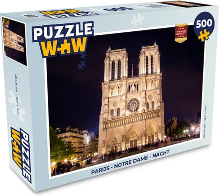 Puzzel Parijs - Notre Dame - Nacht - Legpuzzel - Puzzel 500 stukjes