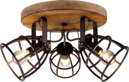 Chericoni Aperto Plafondspot - 3-lichts - Black steel - Hout, Metaal