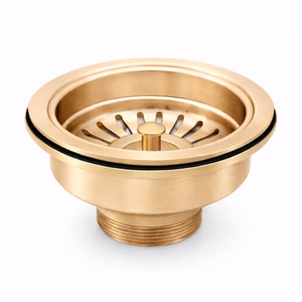 Waterval Korfplugset Ø114 mm – Gootsteen Afvoerplug – RVS 304 – G1½ – Geborsteld – Zonder Overloop – Goud