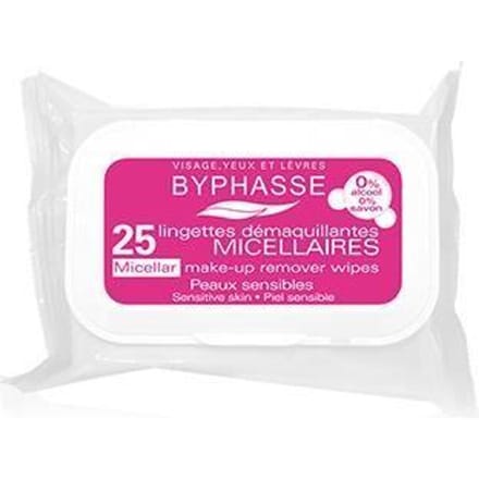 Lingettes démaquillantes - BYPHASSE - Solution Micellaire - 25 unités - Sans parabène - Tous types de peau