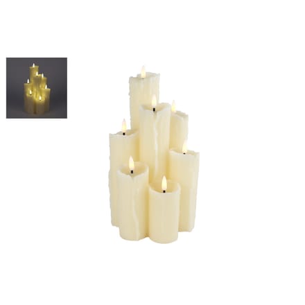 Kaarsenset LED 7 delig L creme 14,5x14,5x25,5cm