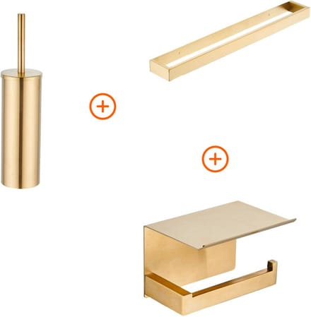 Toilet accessoires set Mat goud exclusief met beugel