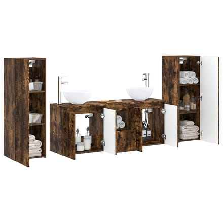 vidaXL - Badkamermeubel - Set - 5 - st - Gerookt - eiken - 33 - x - 34,5 - x - 100 - cm