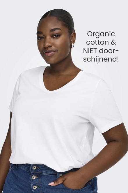 ONLY CARMAKOMA - CARBONNIE LIFE S/S V A-SHAPE TEE NOOS - Dames - T-shirts