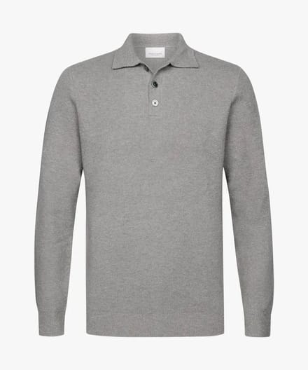 Polo lange mouwen Profuomo Grijs wol gebreid
