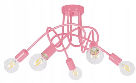 PASTI 5 Plafondlamp met 5x 6W LED Filament Lampen - Roze