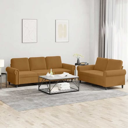 vidaXL - 2-delige - Loungeset - met - kussens - fluweel - bruin