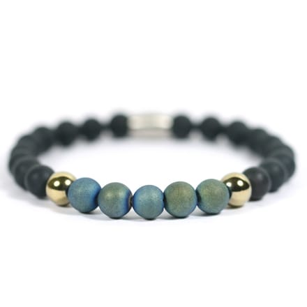 IbizaMen - Heren armband - matte onyx - groen agaat - 21cm