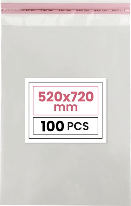 Plastic zakjes met plakstrim - 52x72 cm - transparant - 100 zakken