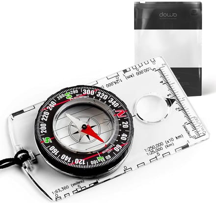 DOWO® - Kompas - Kaart kompas - Plaatkompas - Lichtgewicht – Waterdicht