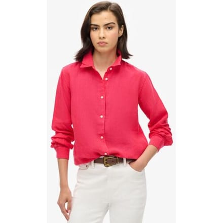 Superdry Casual Boyfriend-overhemd van Linnen Roze Grootte: 42