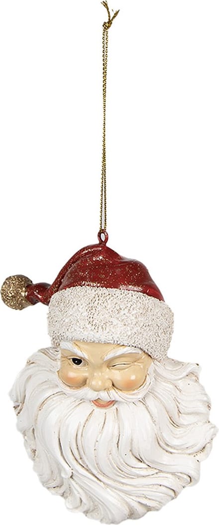 Clayre & Eef Kersthanger Kerstman 8x5x12 cm Wit Polyresin