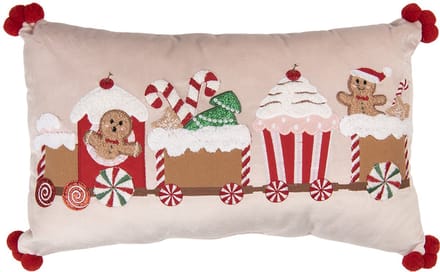 Clayre & Eef Sierkussen 50x30x4 cm Beige Polyester Kerstboom