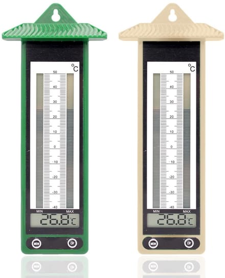Buitenthermometer Set - Digitale Weerstation - Temperatuur Meten - Min Max Geheugen - 22 cm - Beige Groen