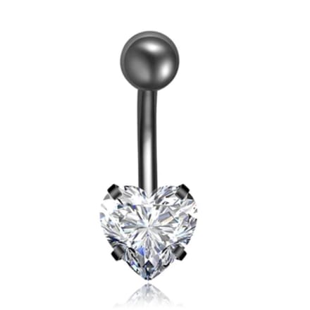 Stalen Piercing voor Navel - Heart Gunmetal