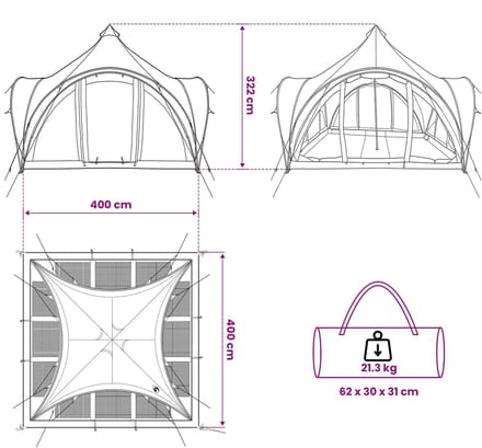 vidaXL - Tipi - Tent - 6.0-persoons - Grijs - en - Oranje - Polyester - en - Staal