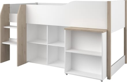 Parisot Finland Halfhoogslaper met bureau wit/eik en Koudschuimmatras